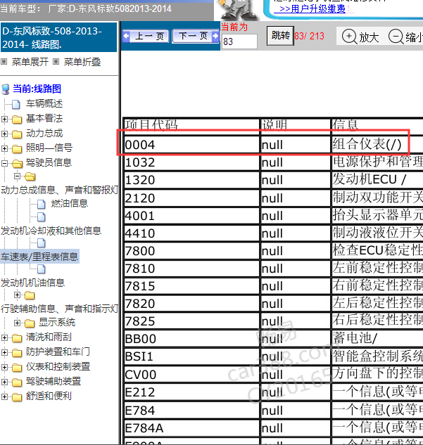 2014年标致508仪表线路图
