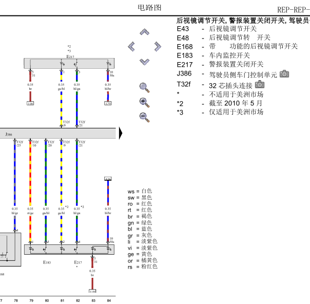 2011年Q7倒车镜线路图