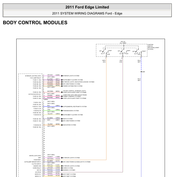 2011年福特锐界车身控制电路图