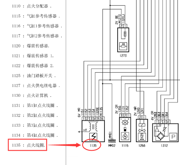 12年标致308发动机点火线圈线路图