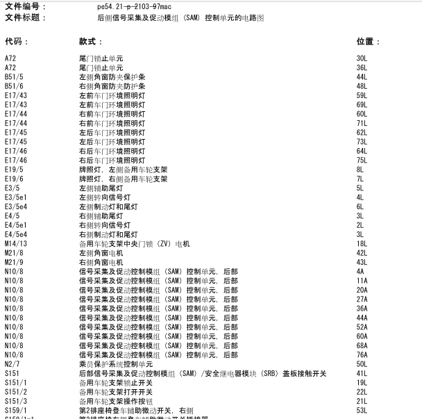 2008款奔驰ML350后SAM电路图