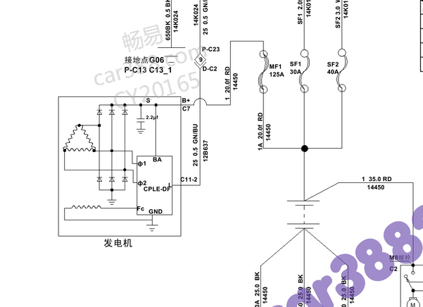 江铃驭胜S350发电机电路图