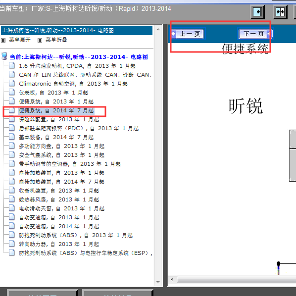 2014年斯柯达昕动车身线路图