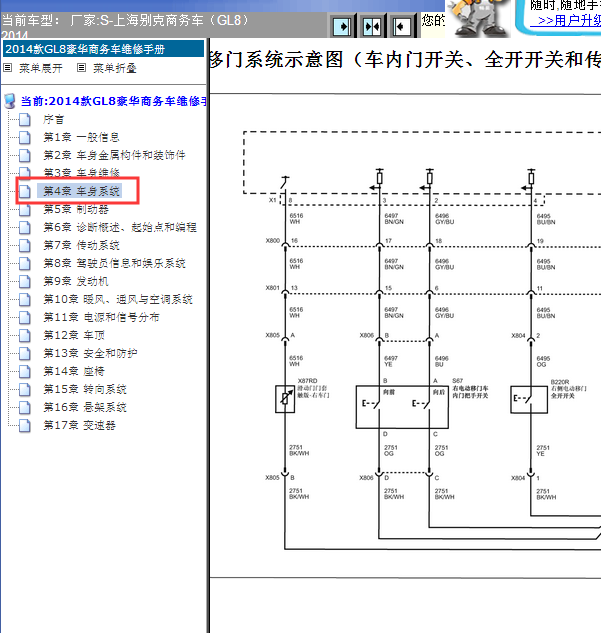 14年别克GL8电动门控制线路图