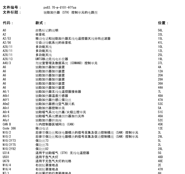 12年奔驰GLK300空调线路图