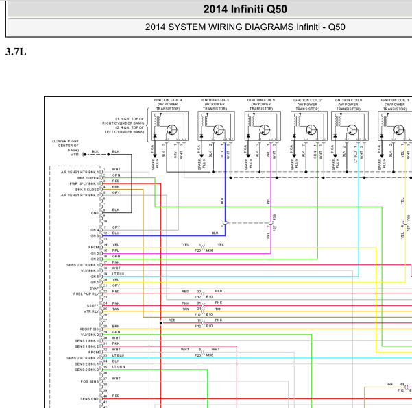 2014年英菲尼迪Q50发动机电路图