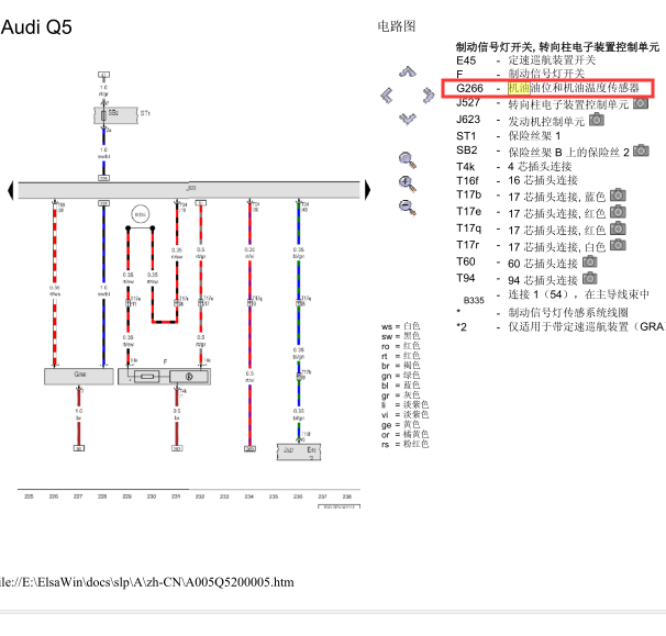 2011年奥迪Q5发动机CAD机油温度传感器电路图