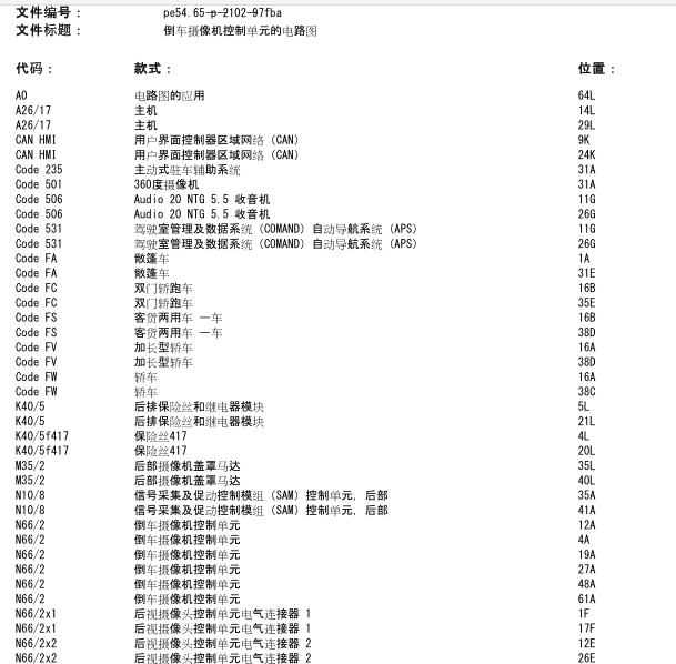 2015年奔驰C200倒车影像线路图