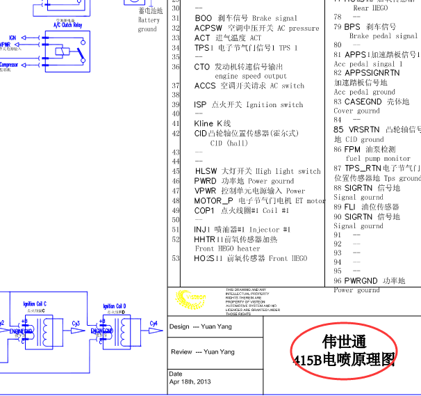 北汽威旺M20 415b发动机电路图