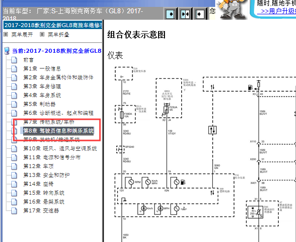 2017-2018年别克GL8仪表电路图
