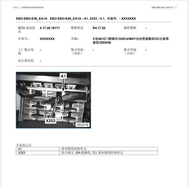 2004年宝马320cd基本控制模块位置