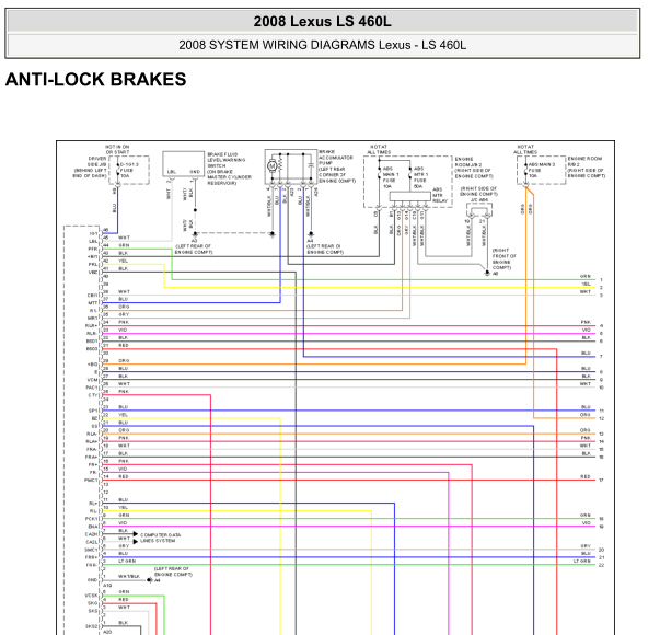 2008年凌志LS460L制动系统线路图