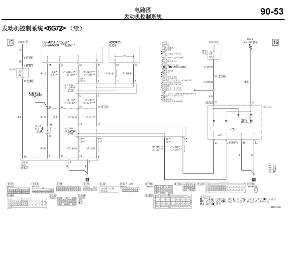 三菱帕杰罗6G72发动机线路图