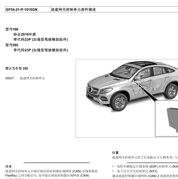 2013年GL350底盘网关模块位置