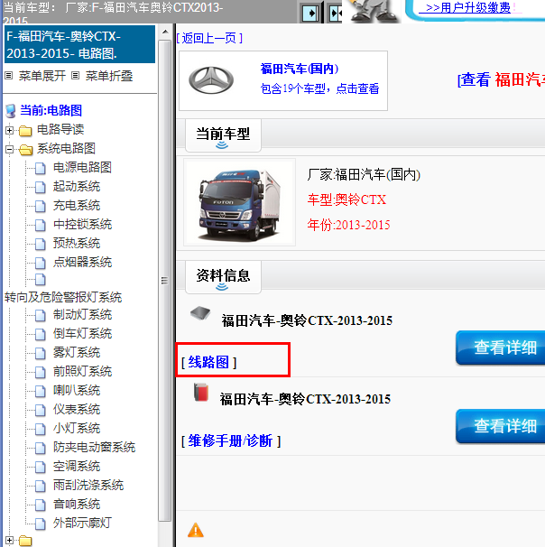 2013-2015年福田汽车-奥铃CTX-全车电路图