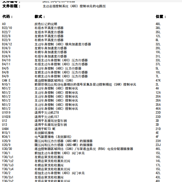 2009年奔驰S350右前水平高度传感器电路图