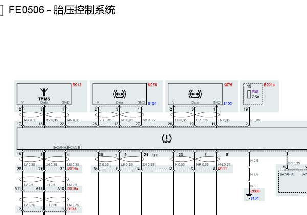 2009-2013年玛莎拉蒂总裁胎压系统电路图及位置图