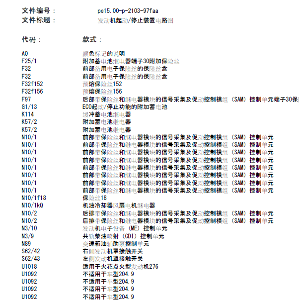 12年奔驰C200起动机电路