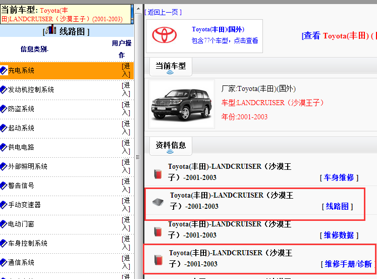 2001-2003年丰田酷路泽全车电路图和维修手册