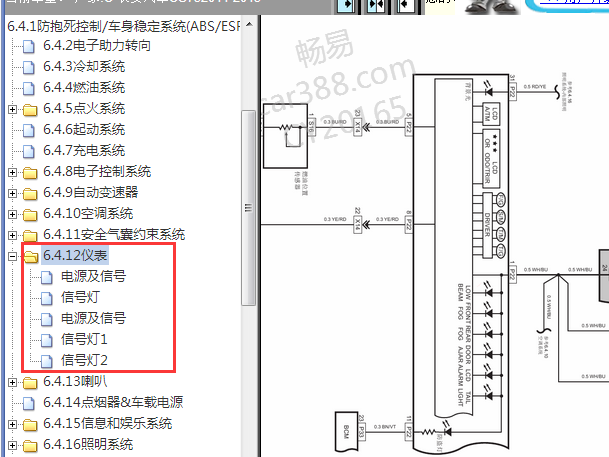 2014-2015年长安CS75仪表电路图