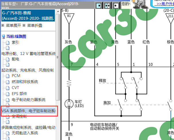 2019-2020年本田雅阁 ABS电路图