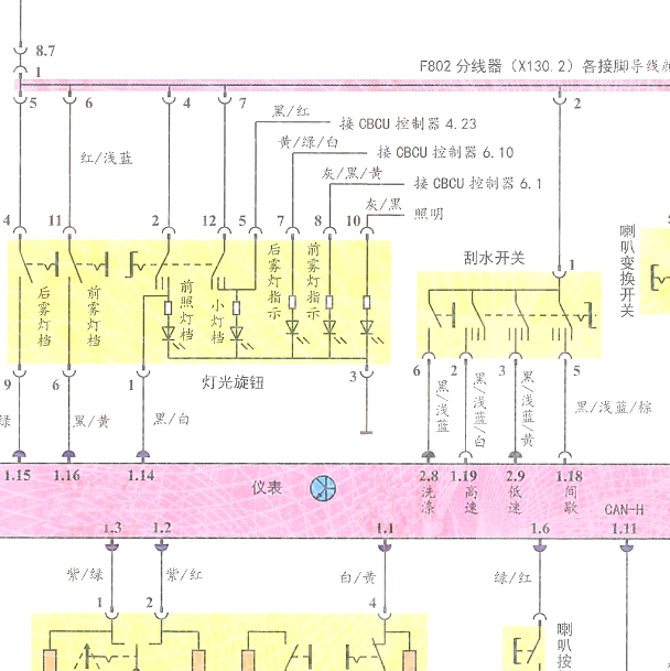 13年重汽豪沃A7仪表电路图