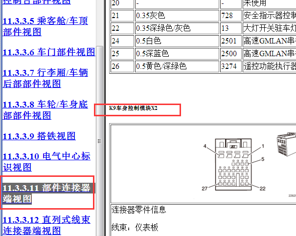 2015年雪佛兰科鲁兹车身模块针脚定义图