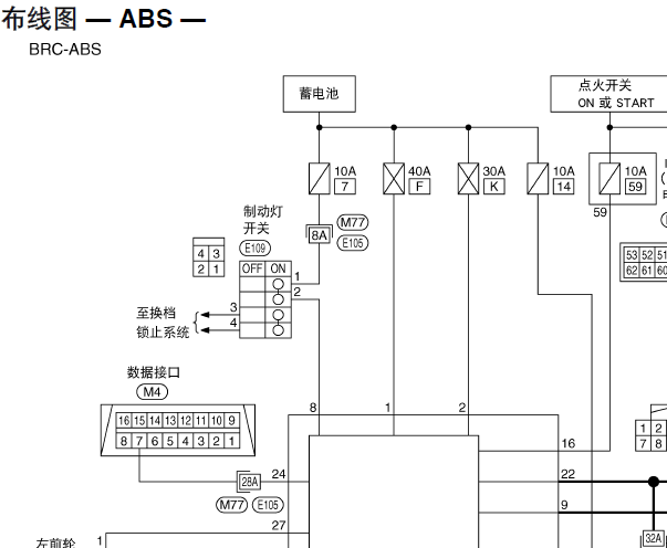 日产轩逸ABS电脑电路图
