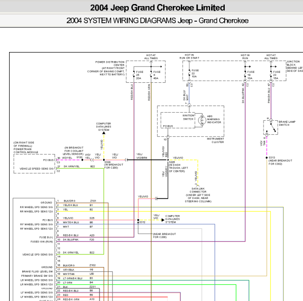 2004年JEEP大切诺基ABS电路图