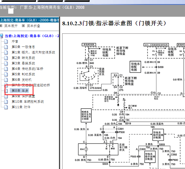 2008年别克GL8车门电路图