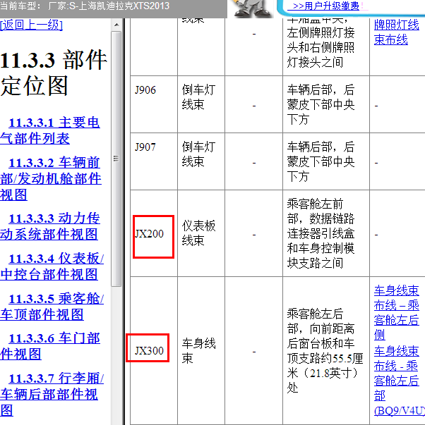 2013年凯迪拉克XTS部件位置图