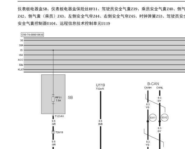 2016年北汽绅宝D50气囊电路图
