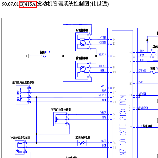 北汽威旺BJ415A发动机电路
