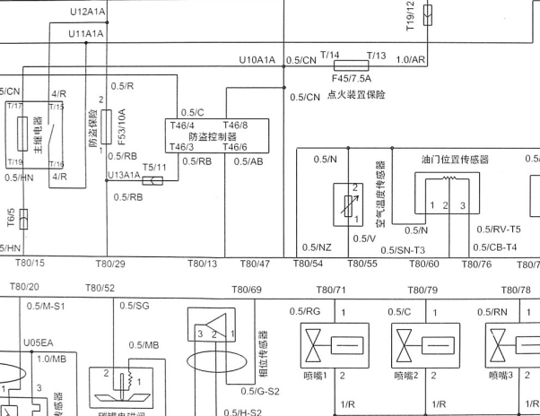 中华骏捷防盗盒电路图