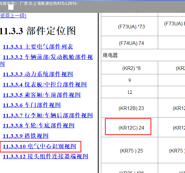 15年凯迪拉克ATS  24号保险丝分配资料