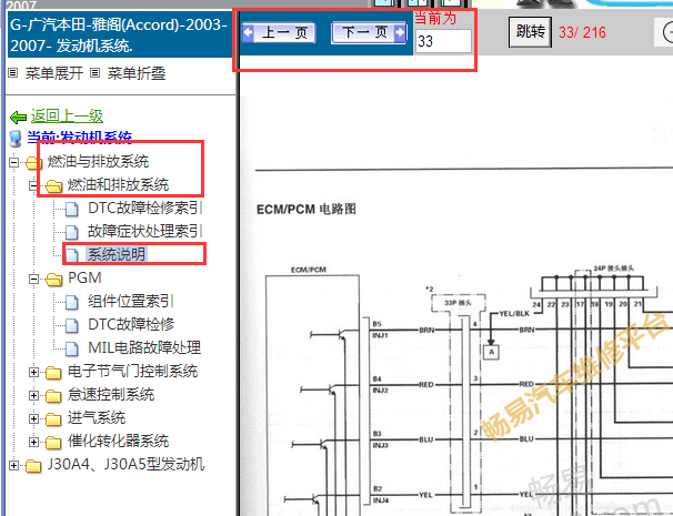 2003-2007年本田雅阁发动机电路图