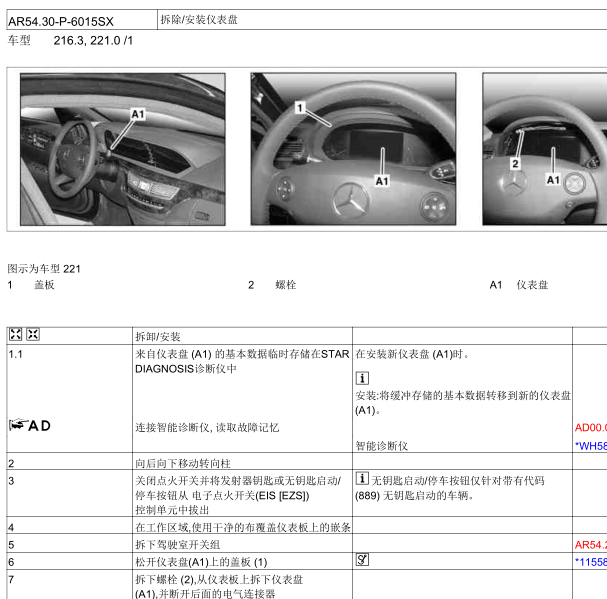 2014年奔驰S350仪表拆装
