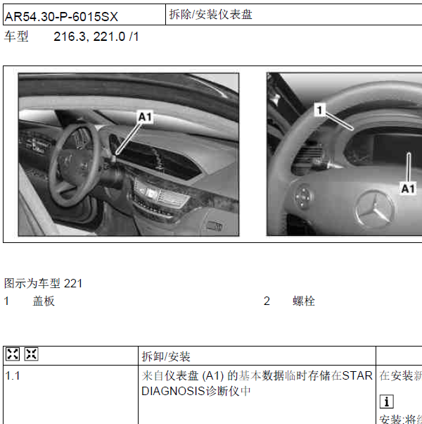 2015年奔驰S400仪表拆装