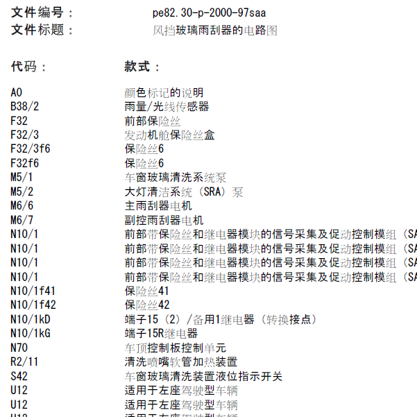 2009年奔驰S350雨刮器的电路图