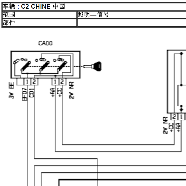 10年雪铁龙C2灯光电路图