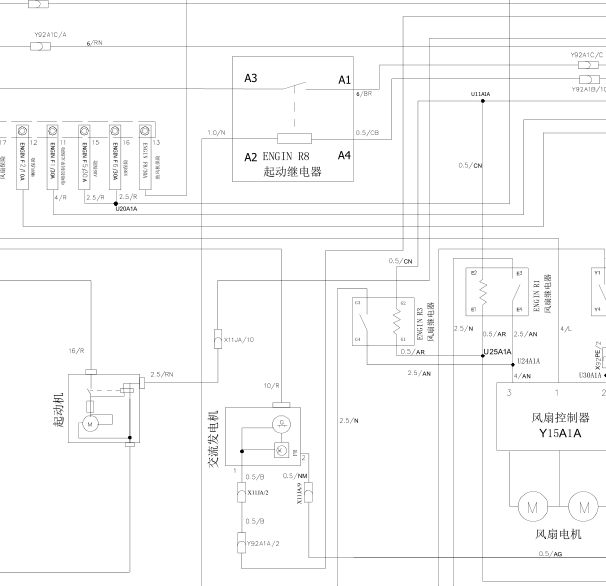 中华尊驰1.8T发动机启动电路图