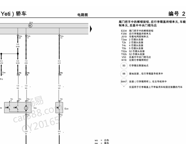 2014年斯柯达野帝尾门电路图