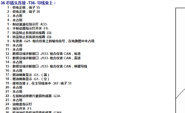 2012年大众途锐仪表针脚和说明资料
