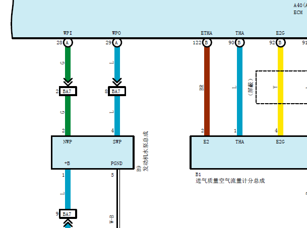 丰田卡罗拉冷却液泵线路图