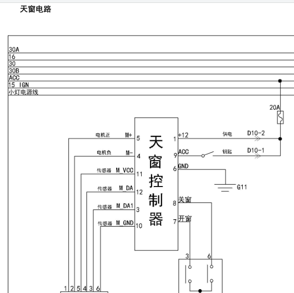 永源A380天窗电路图