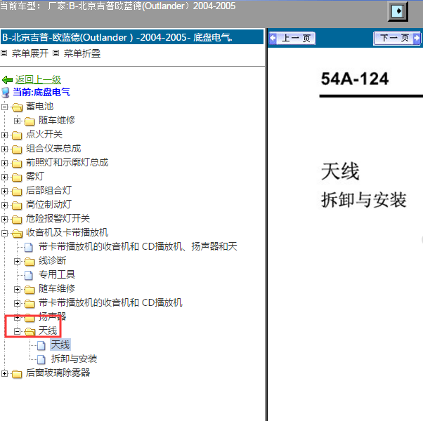 2005年北京吉普欧蓝德天线位置图