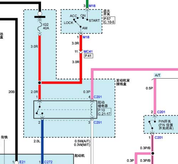 15年起亚智跑启动继电器控制电路图
