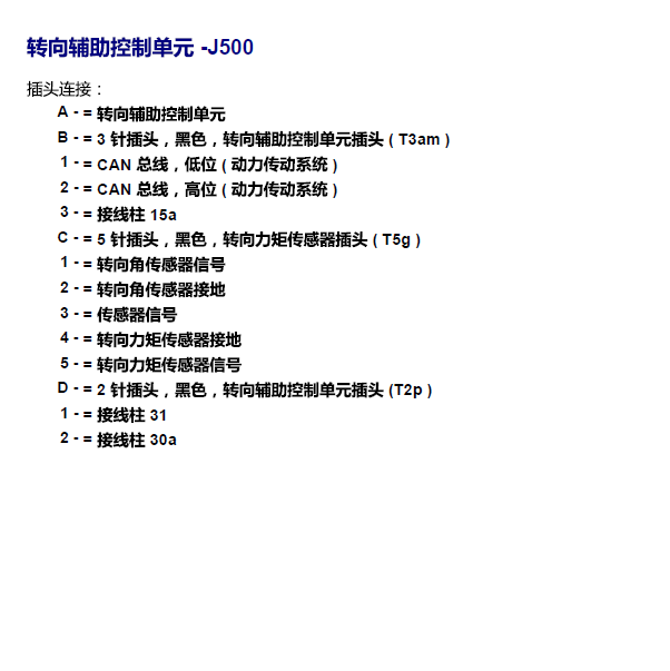 2013年斯柯达速派转向系统针脚