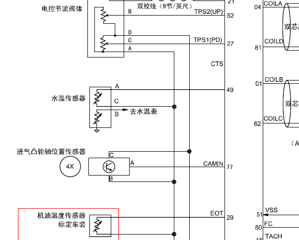 吉利帝豪JL4G18发动机凸轮轴位置传感器电路图