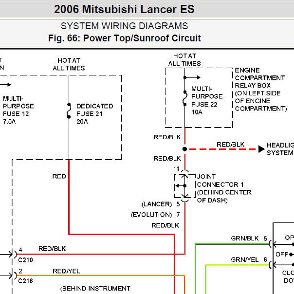2006年三菱蓝瑟天窗电路图.